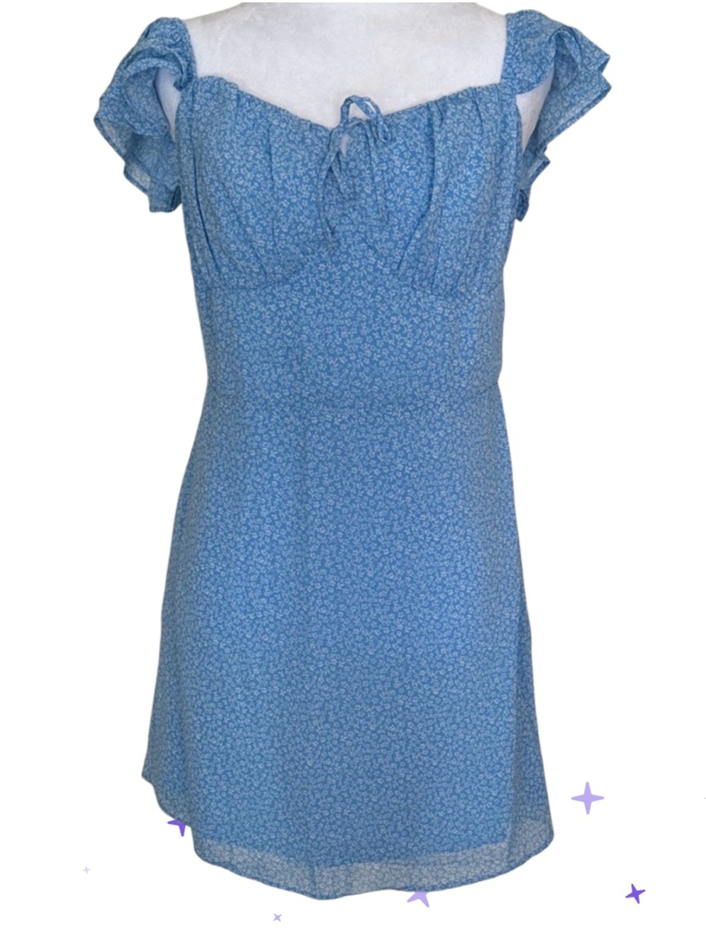 Hollister Chiffon OnOff The Shoulder Mini Dress Back Zip & Smocking Milkmaid NWT